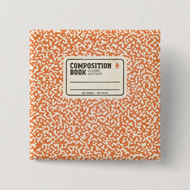 Orange Composition Notebook Button (Front)