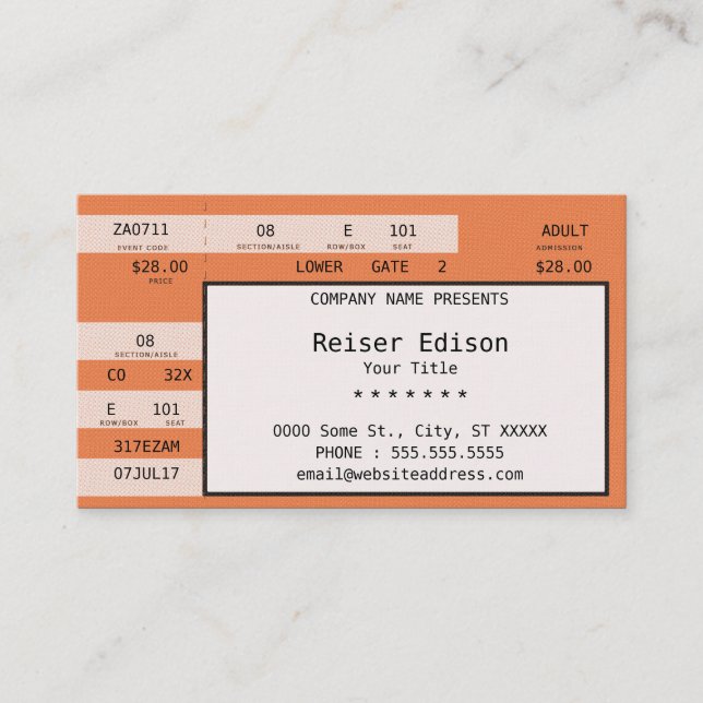 orange concert ticket (Front)