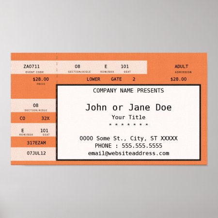 Orange Concert Ticket Poster