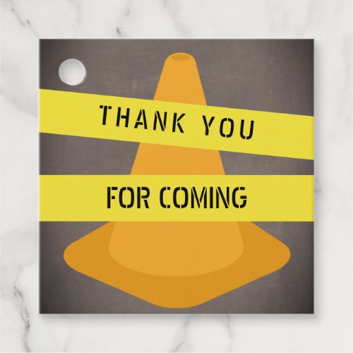 Orange Cone Caution Tape Construction Birthday Favor Tags