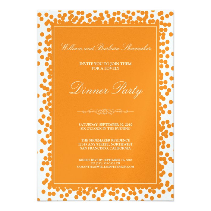 Orange Confetti Dinner Party Invitation 
