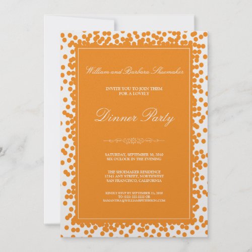 Orange Confetti Dinner Party Invitation