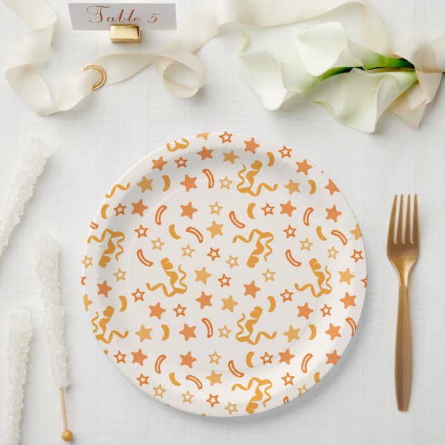 Orange Confetti Paper Plates (Wedding)