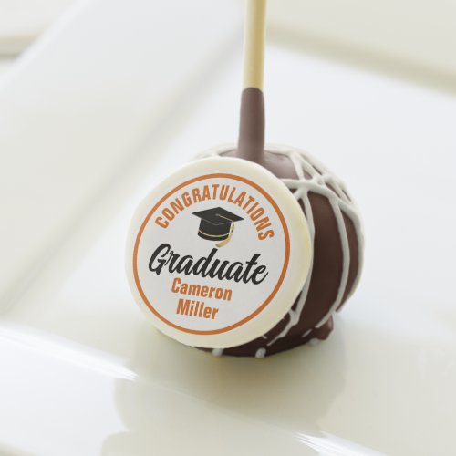 Orange Congratulations Graduate Cap 2024 Party Cake Pops