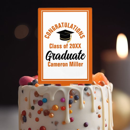 Orange Congratulations Graduate Custom 2024 Party Cake Topper