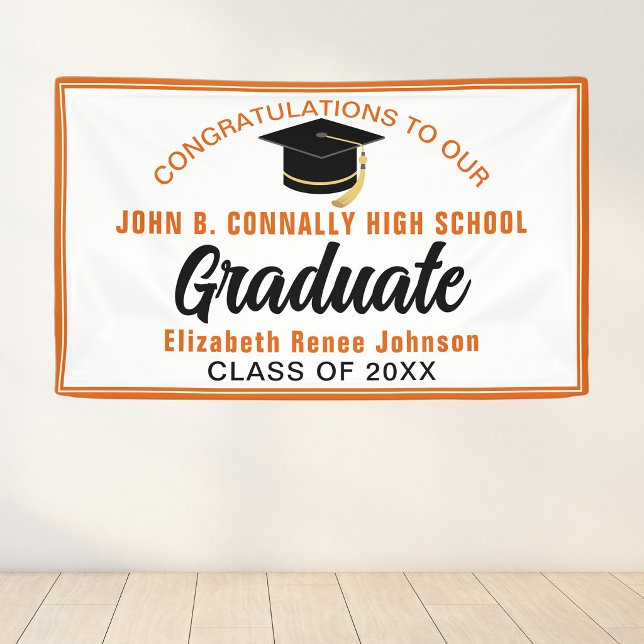 Orange Congratulations Graduate Customized Party Banner (Creator Uploaded)