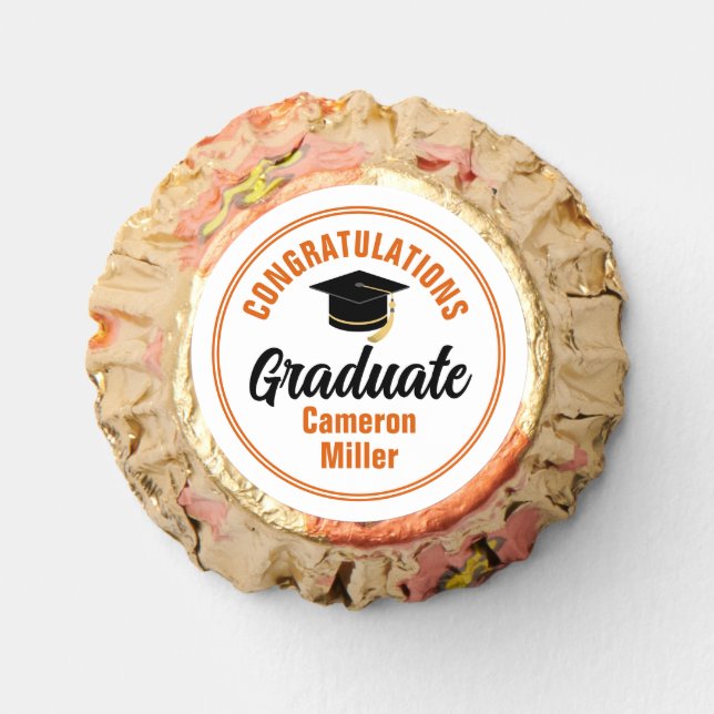 Orange Congratulations Graduate Customized Party Reese's Peanut Butter Cups (Front)