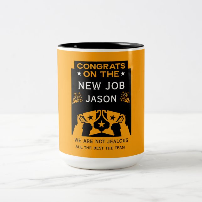 Orange Congratulations On The New Job Two-Tone Coffee Mug (Center)