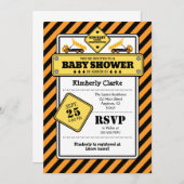 Orange Construction Baby Shower Invitation (Front/Back)