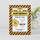 Orange Construction Baby Shower Invitation (Standing Front)