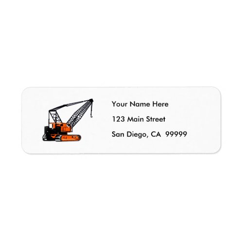 Orange Construction Crane Label