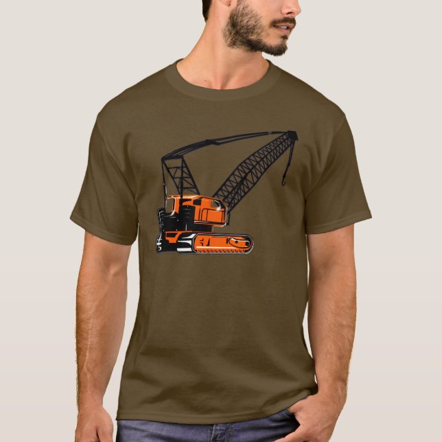 Orange Construction Crane T-Shirt (Front)