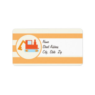 Orange Construction Toy Backhoe Label