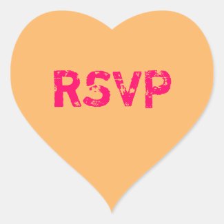 Orange Conversation Heart RSVP Heart Sticker