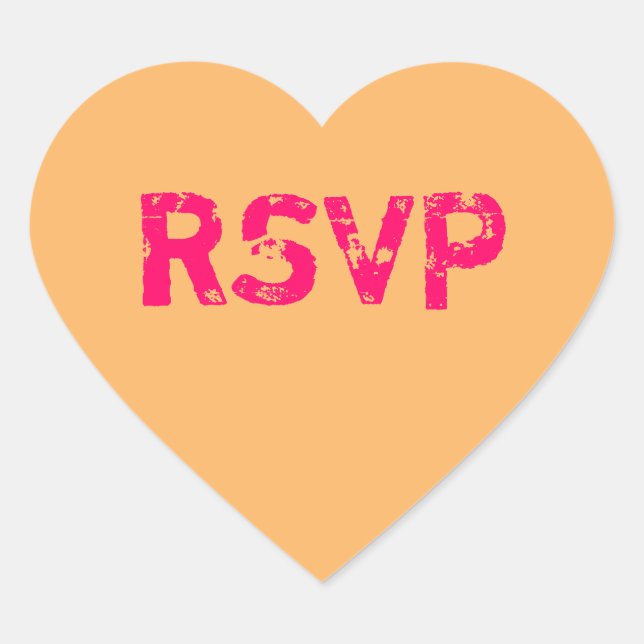Orange Conversation Heart RSVP Heart Sticker (Front)