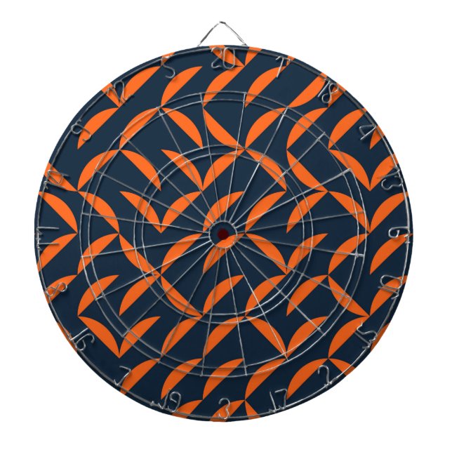 Orange, cool, modern, trendy wavy illustration dart board (Front)
