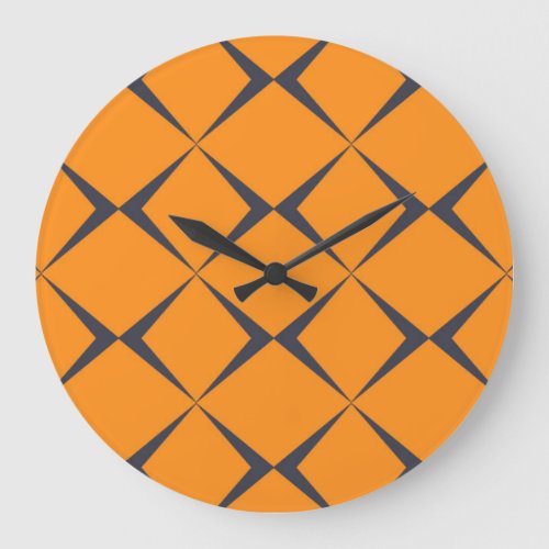 Orange cool simple trendy chevron shapes large clock