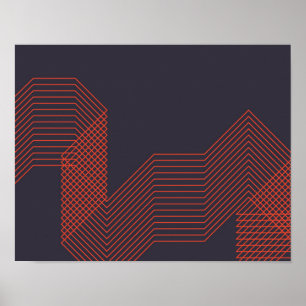 Orange cool simple trendy decorative illustration poster