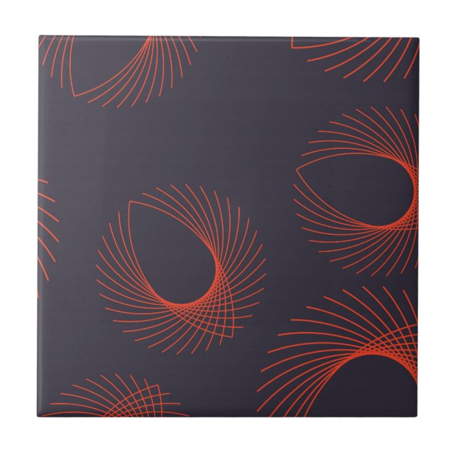 Orange, cool, trendy, geometric eye abstraction ceramic tile (Front)