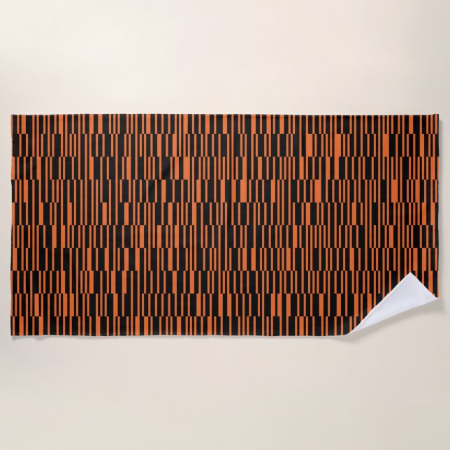 Orange, cool, trendy, modern geometric graphic art beach towel (Front)