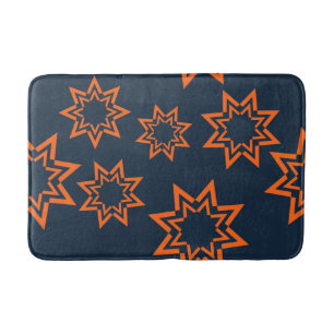 Orange, cool, trendy, playful star shape pattern bath mat