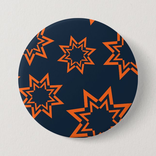 Orange, cool, trendy, playful star shape pattern button (Front)