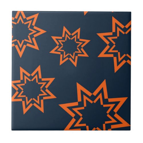 Orange cool trendy playful star shape pattern ceramic tile