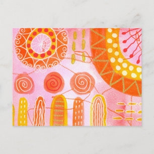 Orange Coral Abstract Postcard