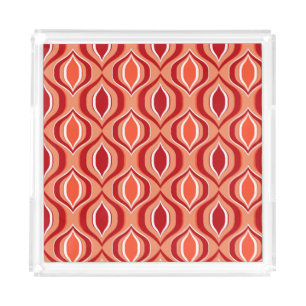 Orange, coral, brown diamond pattern. acrylic tray