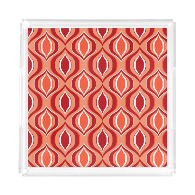 Orange, coral, brown diamond pattern. acrylic tray (Front)