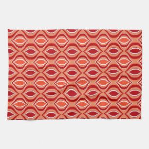 Orange, coral, brown diamond pattern. kitchen towel