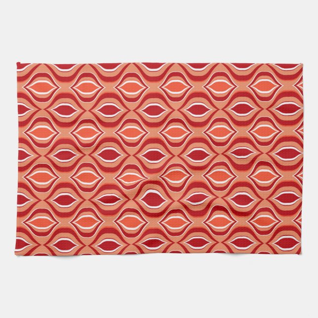 Orange, coral, brown diamond pattern. kitchen towel (Horizontal)