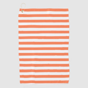 Orange Coral Color Stripes Vacation Summer Pastel Golf Towel