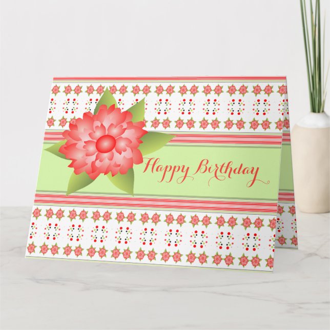 Orange Coral Flowered Card (Front)