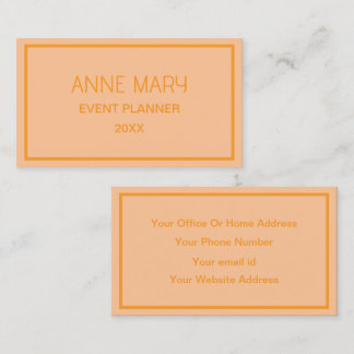 Orange Coral Peach Custom Color Wedding Simple Business Card
