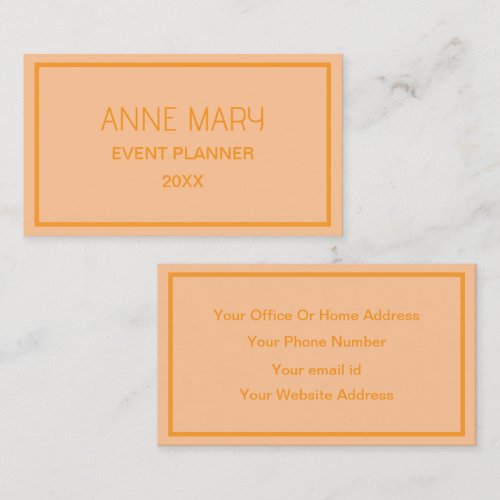 Orange Coral Peach Custom Color Wedding Simple Business Card