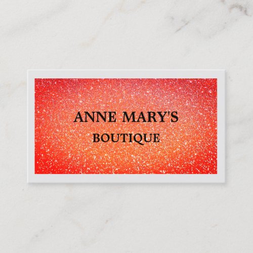 Orange Coral Pink Glitter Boutique Hair Salon Spa Business Card