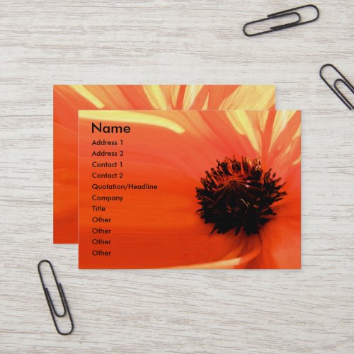 Orange Coral Poppy Floral Business Cards