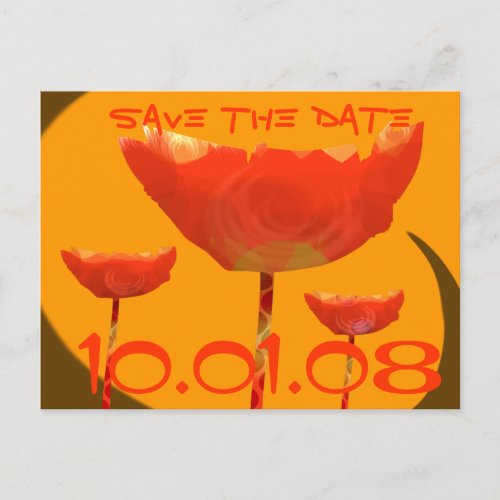 Orange Coral Poppy Save The Date Announcement Postcard
