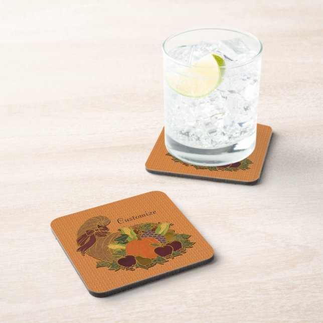 Orange Cornucopia Autumn Coasters (Right Side)
