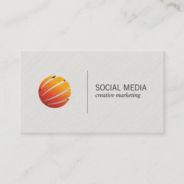 Orange Corporate Stylized Globe Logo Business Card (Front)