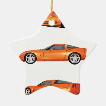 Orange Corvette: Ceramic Ornament by spiritswitchboard at Zazzle