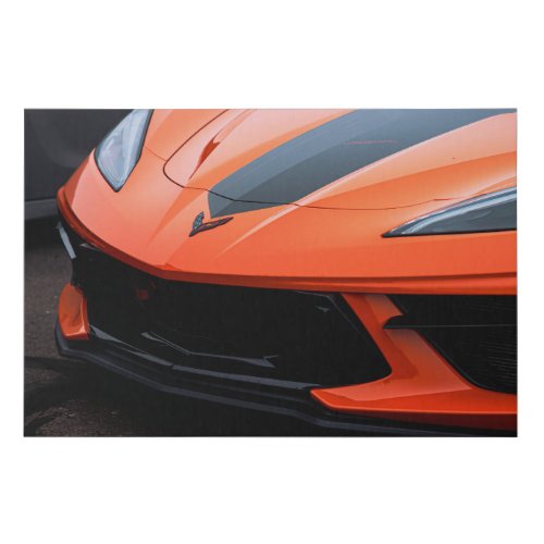 Orange Corvette Hood Faux Canvas Print