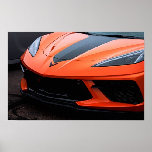 Orange Corvette Hood Poster