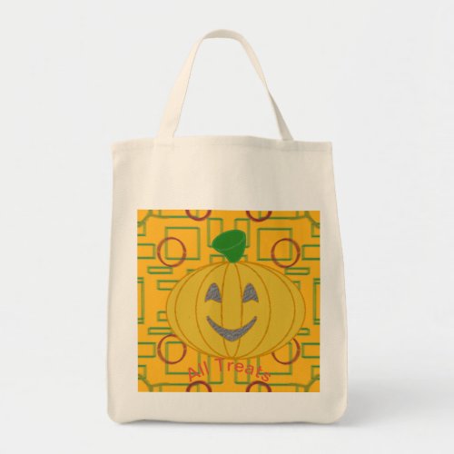 Orange Costume Design All Treats NoTricks Tote Bag