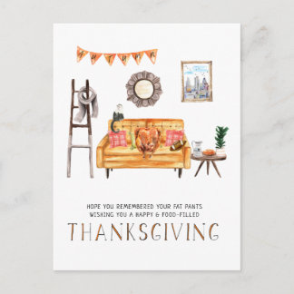 Orange Couch | Cute Friendsgiving Thanksgiving Holiday Postcard