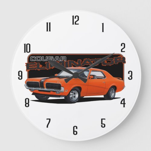 Orange Cougar Eliminator Large Clock