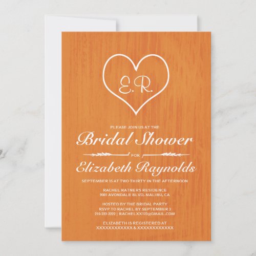Orange Country Bridal Shower Invitations