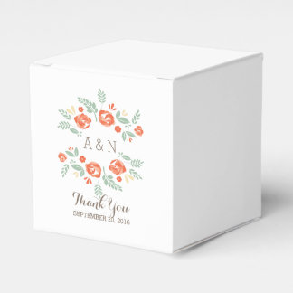 Orange Country Floral Monogram Favor Boxes