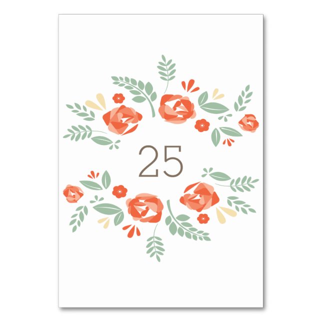 Orange Country Floral Table Card (Front)